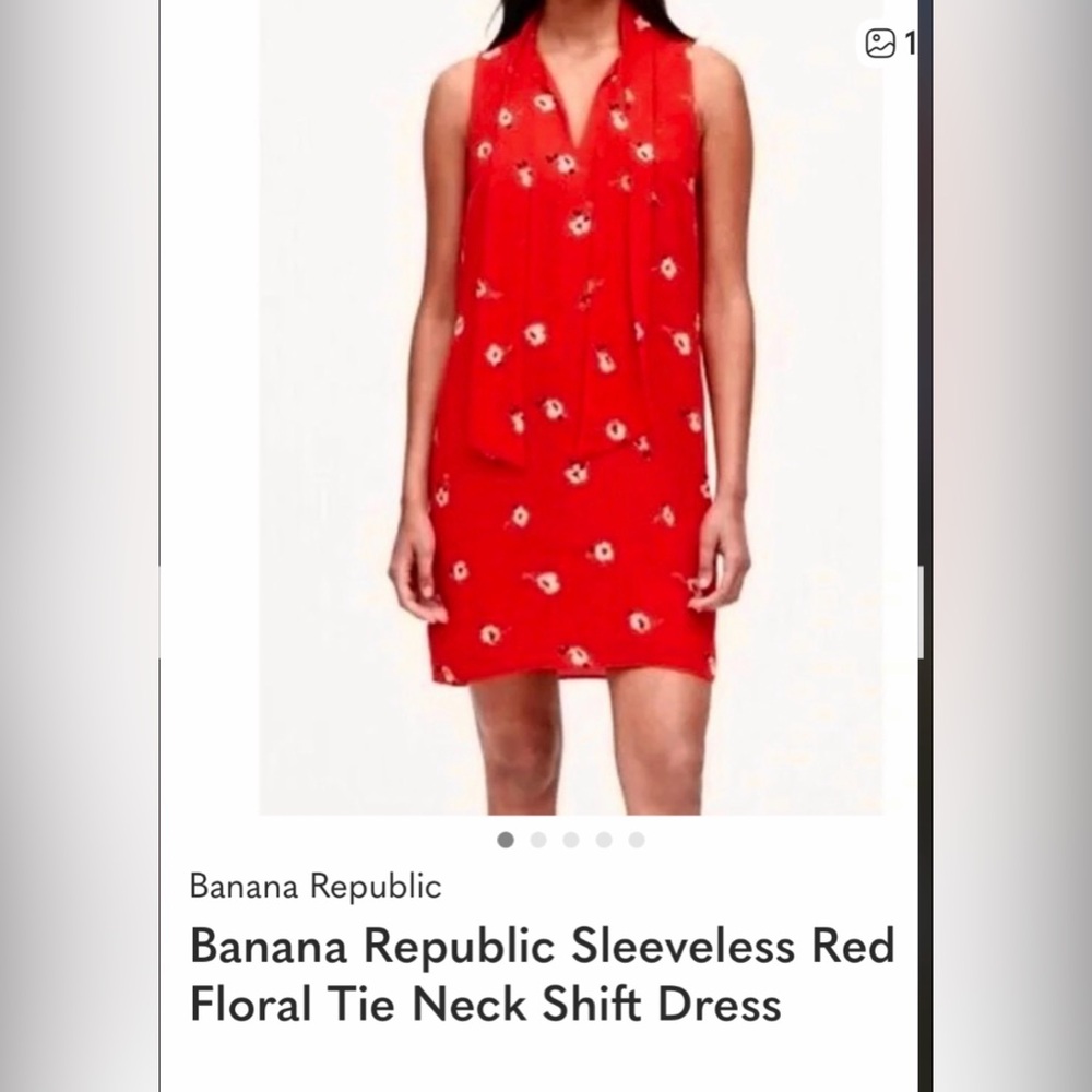 Banana Republic Sleeveless Shift Red Orange Floral Dress size 12